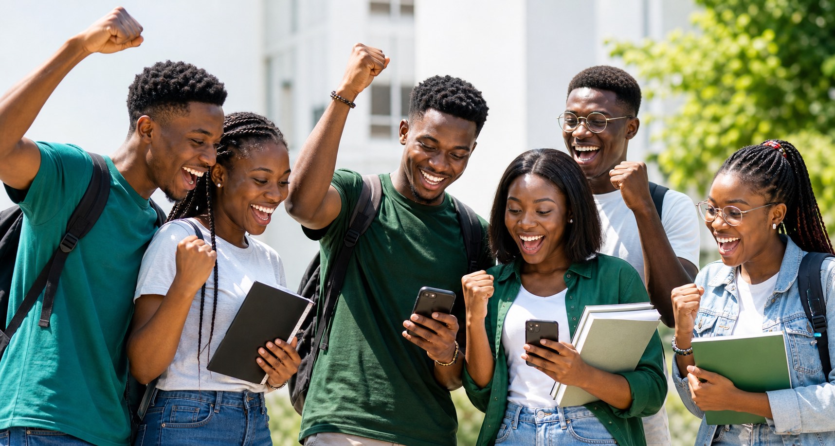 Nigerian students jubilating after earning opportunities